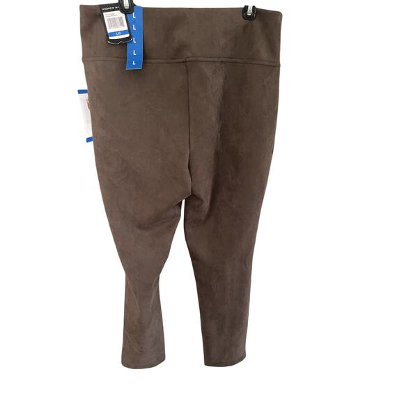 Andrew Marc Women L Taupe Faux Suede Stretch Pant Legging Control Waist NWT Prep - Picture 3 of 5
